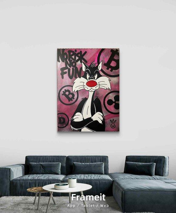 Xavier Van Walsem (1980) - Sylvester no risk no fun bitcoin, Antiquités & Art, Art | Peinture | Moderne