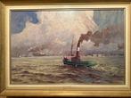Otto Sager (1870-1940) - Fairplay Schlepper vor Hamburger, Antiek en Kunst, Kunst | Schilderijen | Klassiek