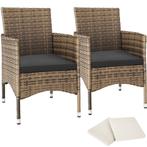 tectake 2 Wicker tuinstoelen met 4 kussenhoezen - natuur/don, Verzenden, Nieuw