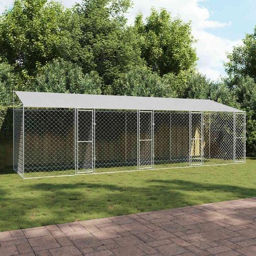 vidaXL Hondenbench Zilver 800 x 200 x 256 cm Gegevens staal, Dieren en Toebehoren, Hondenbenches, Nieuw, Verzenden