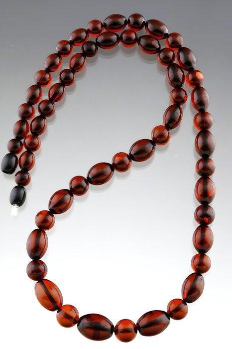Barnsteen - Exclusive Cognac Amber Necklace – Round & Olive, Antiek en Kunst, Curiosa en Brocante