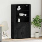 vidaXL Highboard met lade Zwart Eiken 80 x 33 x 150 cm, Huis en Inrichting, Verzenden, Nieuw