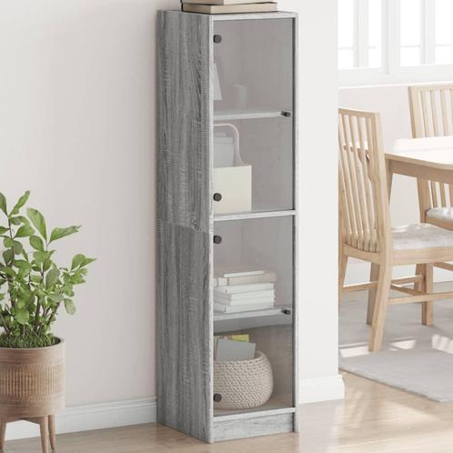 vidaXL Buffet avec portes en verre sonoma gris 35x37x142, Maison & Meubles, Armoires | Dressoirs, Neuf, Envoi