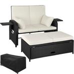 Wicker loungebank Kreta - zwart