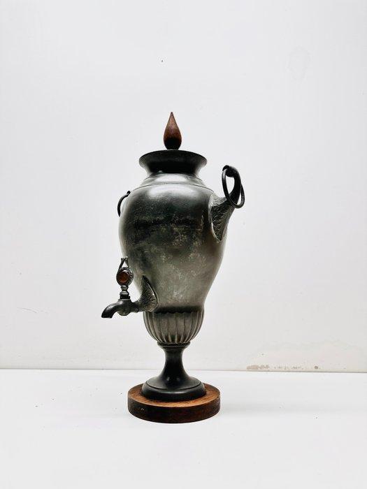 Pot - Antiek pewter Dröppelminna koffiekruik - Hout, Pewter, Antiek en Kunst, Antiek | Overige Antiek