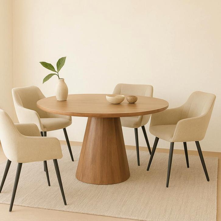 Mangohouten eettafel Mick rond 130cm, Huis en Inrichting, Tafels | Eettafels, Nieuw, Overige houtsoorten, Rond, Verzenden