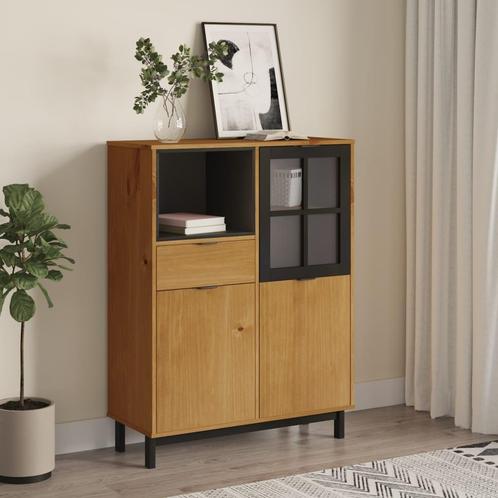 vidaXL Hoge kast met glazen deur FLAM 92x40x122,5 cm, Huis en Inrichting, Kasten | Dressoirs, Nieuw, Verzenden