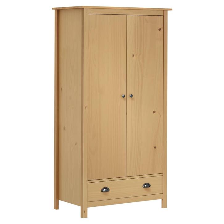 vidaXL Kledingkast Hill 2 deuren 89x50x170 cm massief, Huis en Inrichting, Kasten | Kleerkasten, Nieuw, Verzenden