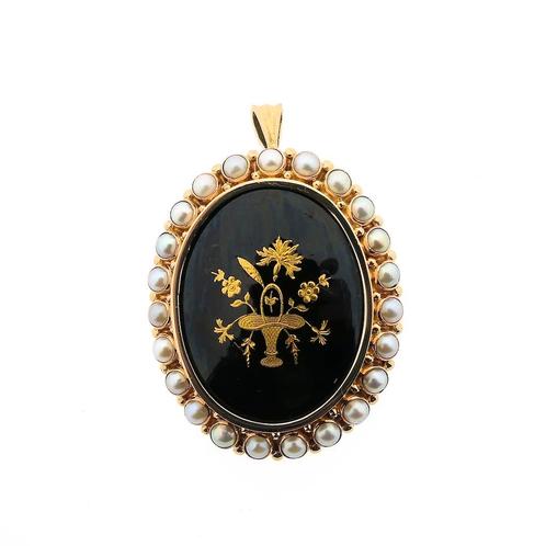 Gouden broche/hanger met emaille (vintage), Bijoux, Sacs & Beauté, Bracelets à breloques, Enlèvement ou Envoi