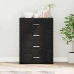vidaXL Dressoir met lade Zwart eiken 60 x 39 x 80 cm Bewerkt, Huis en Inrichting, Verzenden, Nieuw