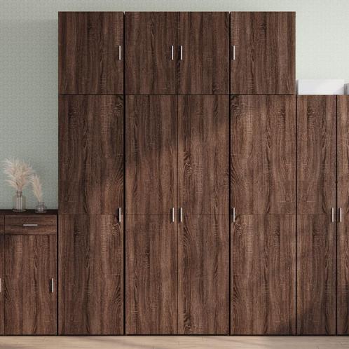 vidaXL Hoge kast 80x42,5x249 cm bewerkt hout bruin, Huis en Inrichting, Kasten | Dressoirs, Nieuw, Verzenden