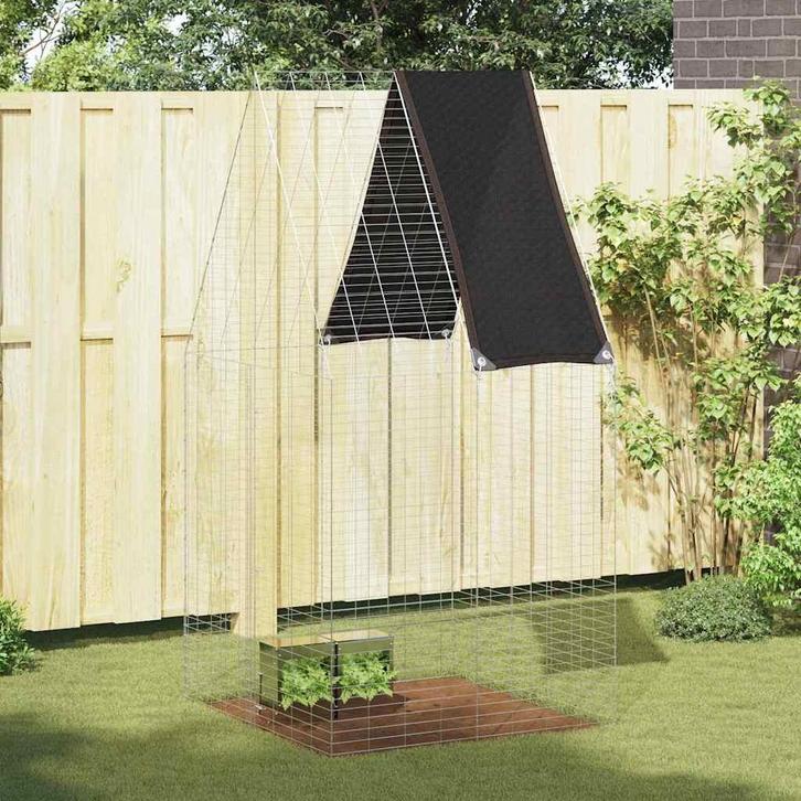 vidaXL Konijnenkooi Zilver 100 x 100 x 210 cm Gegevens staal, Dieren en Toebehoren, Knaagdieren en Konijnen | Hokken en Kooien