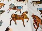 Digitale print Fluwelen stof met rennende Arabische paarden,, Antiek en Kunst, Antiek | Tapijten, Tafelkleden en Textiel