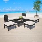 vidaXL 6-delige Loungeset met kussens poly rattan zwart, Tuin en Terras, Verzenden, Nieuw, Loungeset