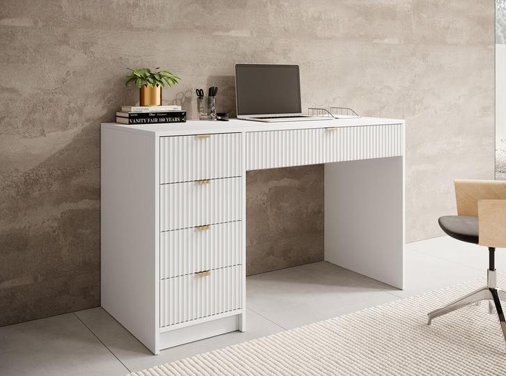 Meubella bureau Tavares wit goud 120 cm, Huis en Inrichting, Bureaus, Nieuw, Verzenden
