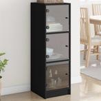 vidaXL Buffet avec portes en verre noir 35x37x109 cm, Verzenden, Neuf