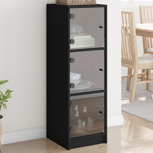 vidaXL Buffet avec portes en verre noir 35x37x109 cm, Maison & Meubles, Armoires | Dressoirs, Neuf, Envoi