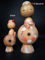 Kishi Sadao - Statuette, Fujiiro / mooie kokeshi twee geisha, Antiek en Kunst