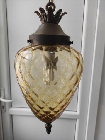 Lamp - Glas en metaal - Hanglamp model Ananas