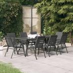 vidaXL 9-delige Tuinset grijs en zwart, Tuin en Terras, Verzenden, Nieuw, Tuinset