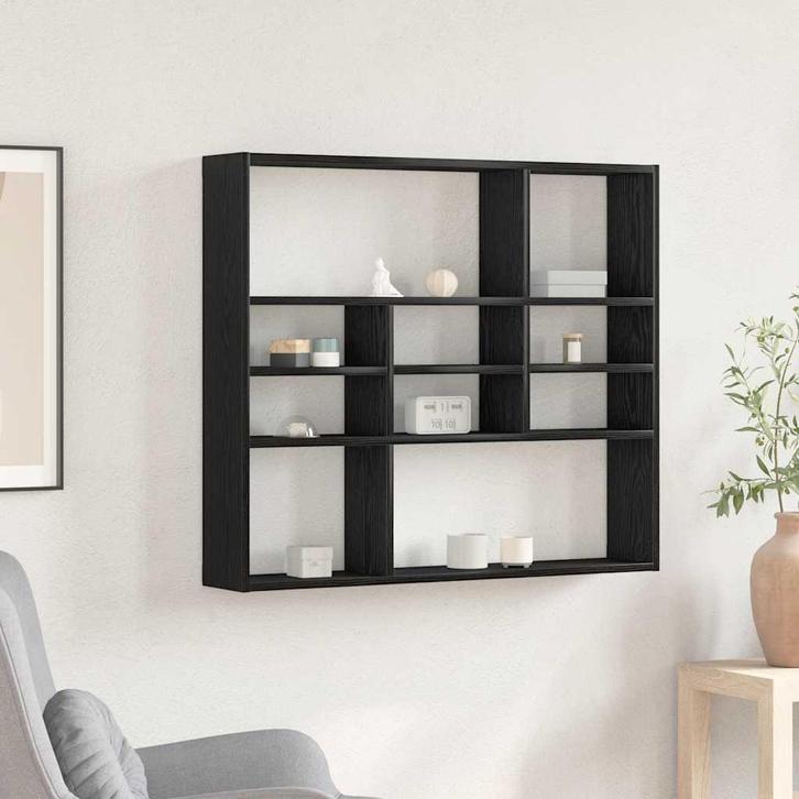 vidaXL Wandschap 90x16x78 cm bewerkt hout zwart eikenkleur, Huis en Inrichting, Kasten | Wandmeubels, Nieuw, Verzenden
