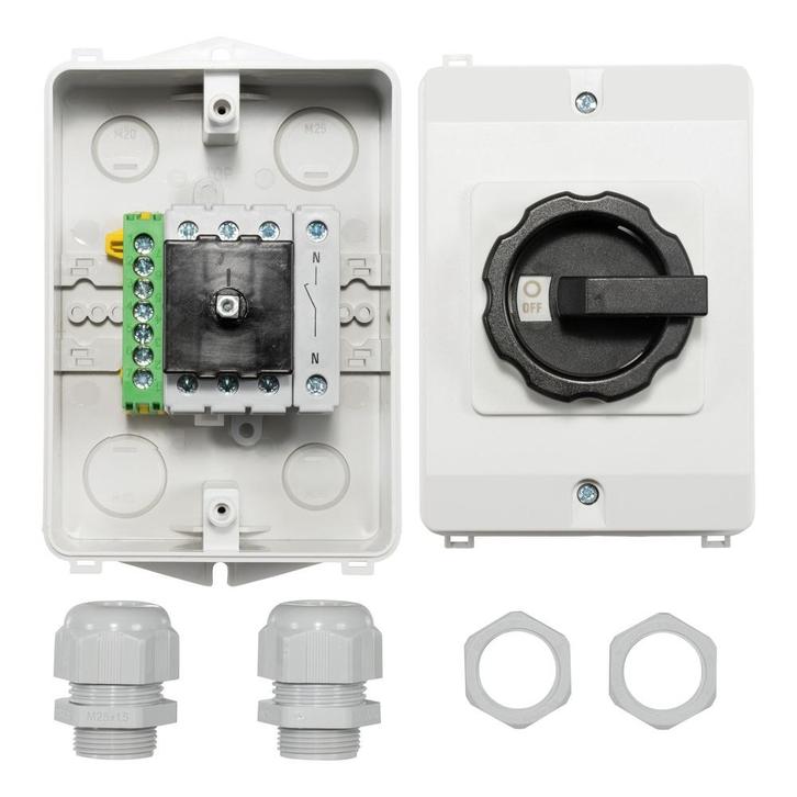 PV AC Werk Schakelaar 32A 4P IP65 Met Kooi Aansluiting -, Doe-het-zelf en Bouw, Elektriciteit en Kabels, Verzenden