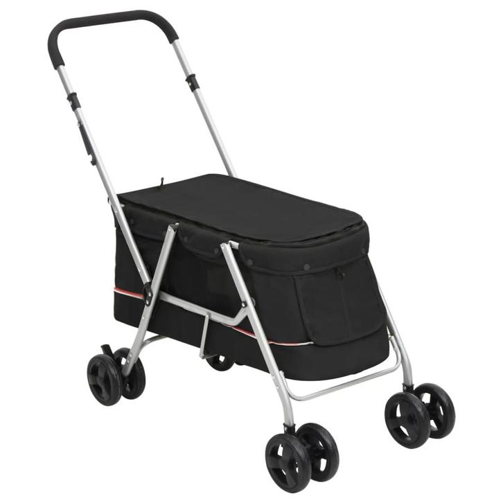 vidaXL Hondenwagen inklapbaar 100x49x96 cm linnenstof zwart, Dieren en Toebehoren, Overige Dieren-accessoires, Nieuw, Verzenden