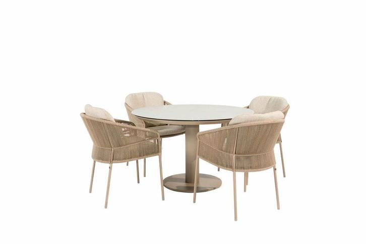 Taste by 4 Seasons Florence tuinset latte met Sarah tafel Ø, Jardin & Terrasse, Ensembles de jardin