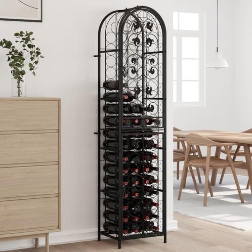 vidaXL Wijnrek voor 73 flessen 45x36x200 cm smeedijzer zwart, Huis en Inrichting, Woonaccessoires | Wijnrekken, Nieuw, Verzenden