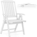Tuinstoel - Ligstoel - Verstelbaar - Opvouwbaar - Wit - COST, Caravans en Kamperen, Kampeermeubelen, Verzenden, Nieuw