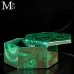 Elegante hexagonale malachiet sieradenkistje - Prachtige, Antiek en Kunst