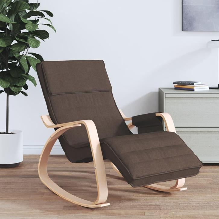vidaXL Schommelstoel stof donkerbruin, Huis en Inrichting, Stoelen, Nieuw, Verzenden