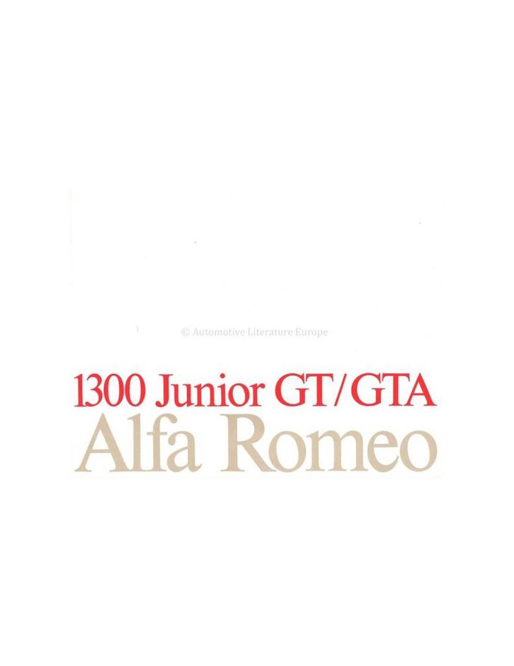1970 ALFA ROMEO 1300 JUNIOR GT / GTA BROCHURE NEDERLANDS, Boeken, Auto's | Folders en Tijdschriften, Ophalen of Verzenden