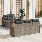 vidaXL Tuinbank Set met kussen 6 pcs Grijs Poly rattan, Tuin en Terras, Verzenden, Nieuw