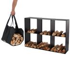 Lendo Online Range-bûches 80x28x120 Acier Thermolaqué Noir, Jardin & Terrasse