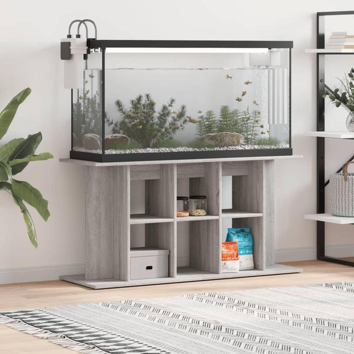 vidaXL Aquariumstandaard 120x40x60 cm bewerkt hout grijs, Dieren en Toebehoren, Vissen | Aquaria en Toebehoren, Nieuw, Verzenden