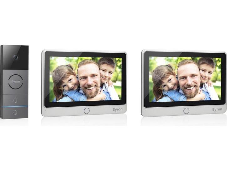 Byron DIC-24122 - Video deurbel Bedraad - Intercom met 2, Huis en Inrichting, Deurbellen, Zo goed als nieuw, Verzenden