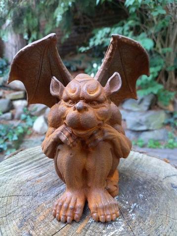 sculptuur, SITTING GARGOLYE, DEMON - 16 cm - Gietijzer