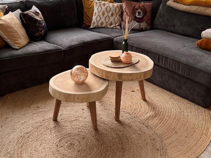 Unieke boomstam salontafels | direct leverbaar!, Huis en Inrichting, Tafels | Salontafels, 50 tot 100 cm, Rond, Nieuw, Eikenhout