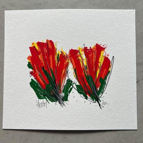 Ad van Hassel (1953) - Tulips (lot of 4), Antiek en Kunst, Antiek | Overige Antiek