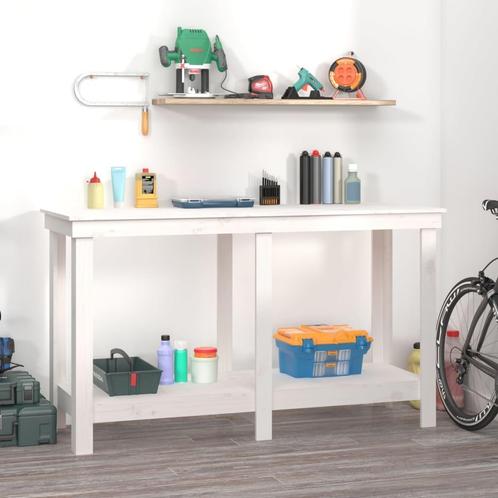 vidaXL Werkbank 140x50x80 cm massief grenenhout wit, Doe-het-zelf en Bouw, Werkbanken, Nieuw, Verzenden