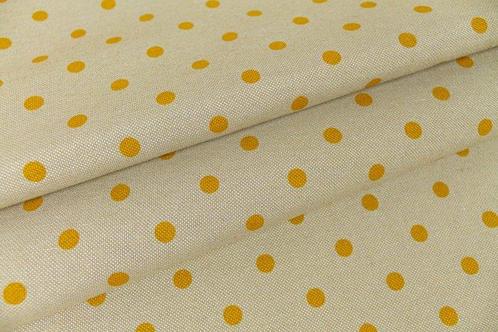 Tissu Panama en mélange de coton à fond beige avec des pois, Antiek en Kunst, Antiek | Tapijten, Tafelkleden en Textiel