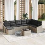 vidaXL Tuinbank Set 9 pcs Lichtgrijs Poly rattan, Tuin en Terras, Verzenden, Nieuw