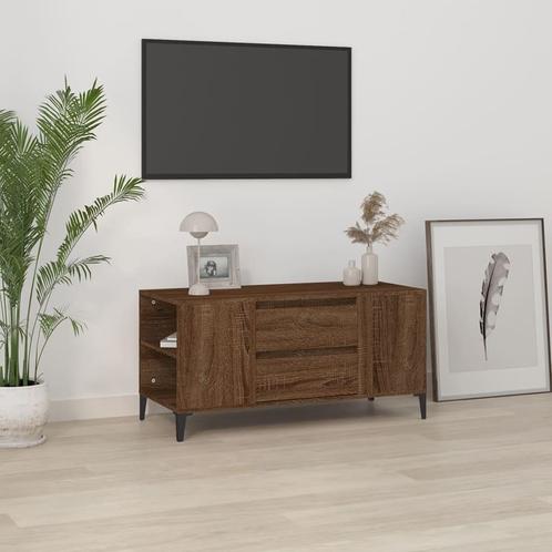 vidaXL Tv-meubel 102x44,5x50 cm bewerkt hout bruin, Maison & Meubles, Armoires | Mobilier de télévision, Envoi