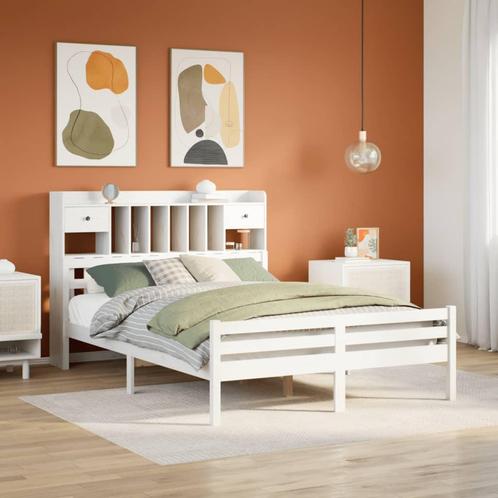 vidaXL Lit bibliothèque sans matelas blanc 160x200 cm, Maison & Meubles, Chambre à coucher | Lits, Neuf, Envoi