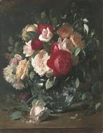 Eugeen Joors (1850-1910) - Roses in a glass vase