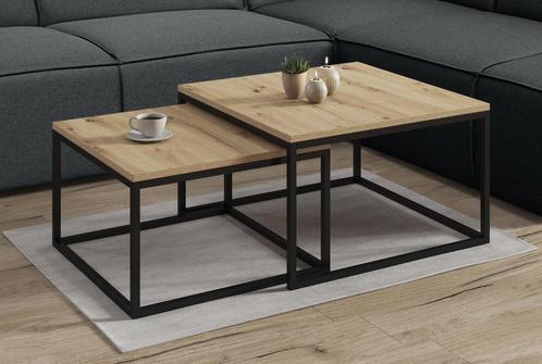 Salontafel Styler - Eiken - Set van 2, Huis en Inrichting, Tafels | Salontafels, Nieuw, 50 tot 100 cm, Minder dan 50 cm, Verzenden