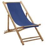 vidaXL Chaise de terrasse Bambou et toile Bleu marine, Jardin & Terrasse, Ensembles de jardin, Neuf, Verzenden