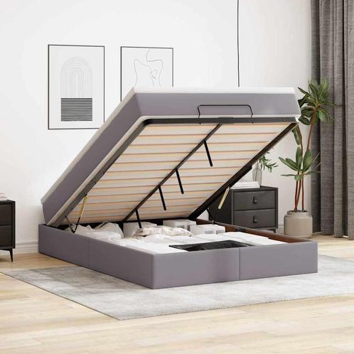 vidaXL Ottoman bed met matras 140x200cm kunstleer grijs, Huis en Inrichting, Slaapkamer | Bedden, Nieuw, Verzenden
