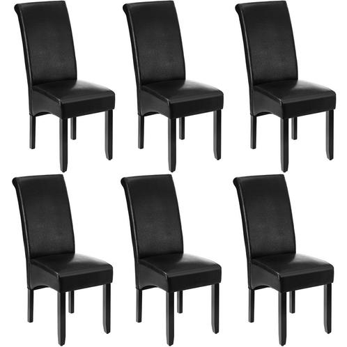tectake Eetkamerstoel, ergonomisch, massief hardhout - zwart, Huis en Inrichting, Stoelen, Verzenden